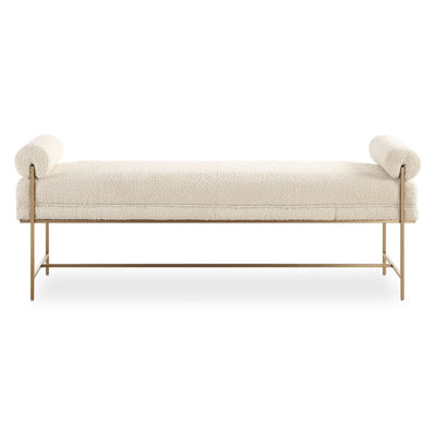 Bolster Bench - stainless steel and brass and boucle