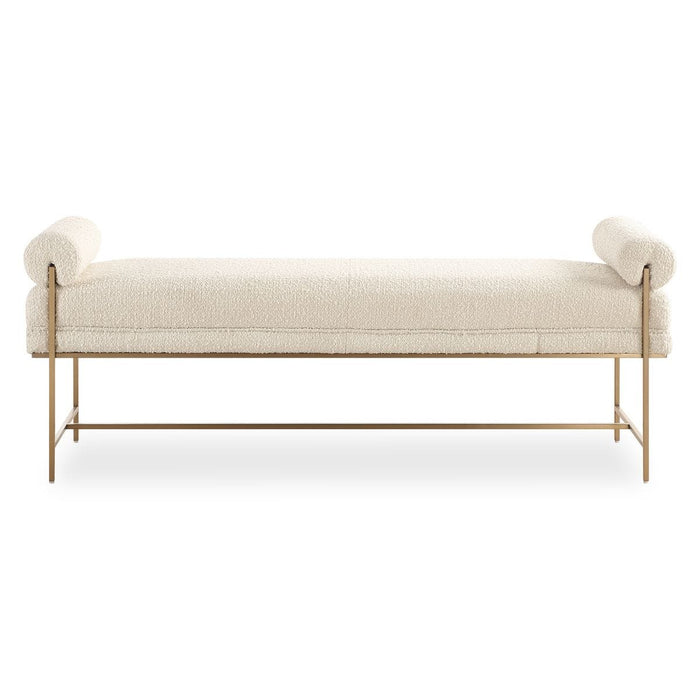 Bolster Bench - stainless steel and brass and boucle