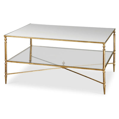 Henzler Coffee Table, Gold - gold leaf iron with mirror top