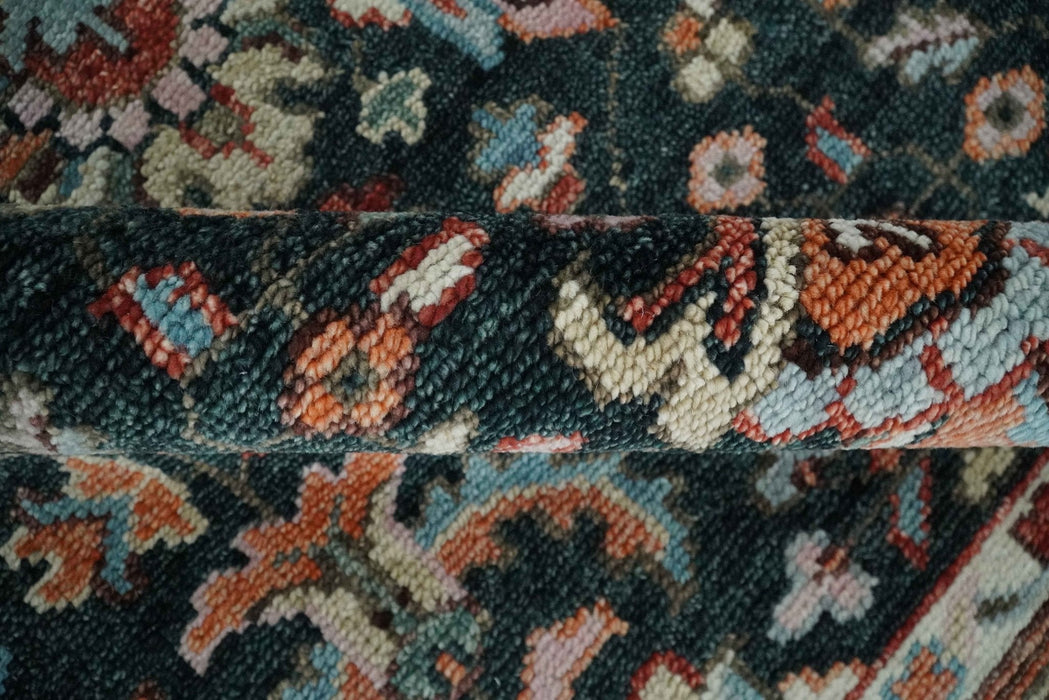 Black and Rust Traditional Hand Knotted Oushak wool 8x10 Area Rug