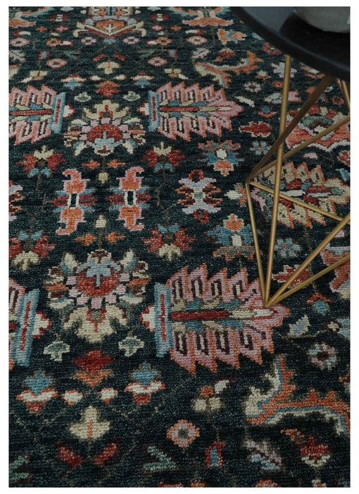 Black and Rust Traditional Hand Knotted Oushak wool 8x10 Area Rug