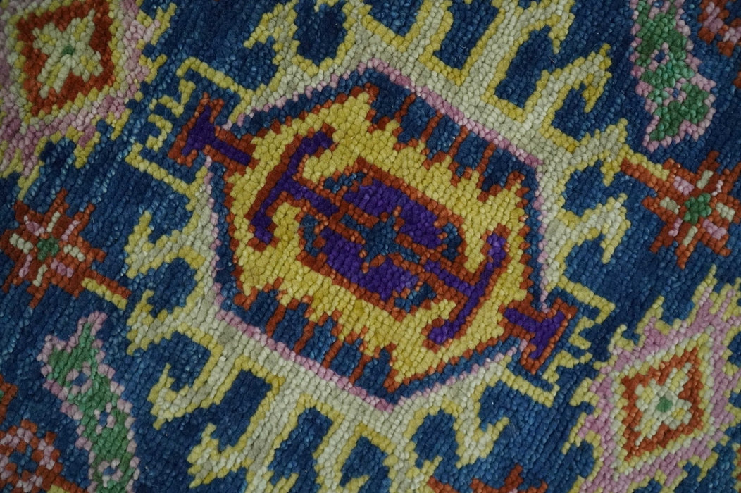 Blue and Beige Traditional Turkish Design Wool Hand Knotted Multi Sizes Area Rug