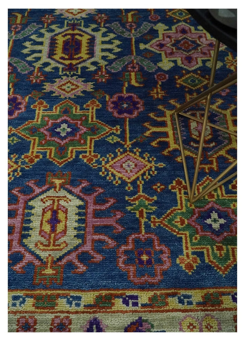 Blue and Beige Traditional Turkish Design Wool Hand Knotted Multi Sizes Area Rug