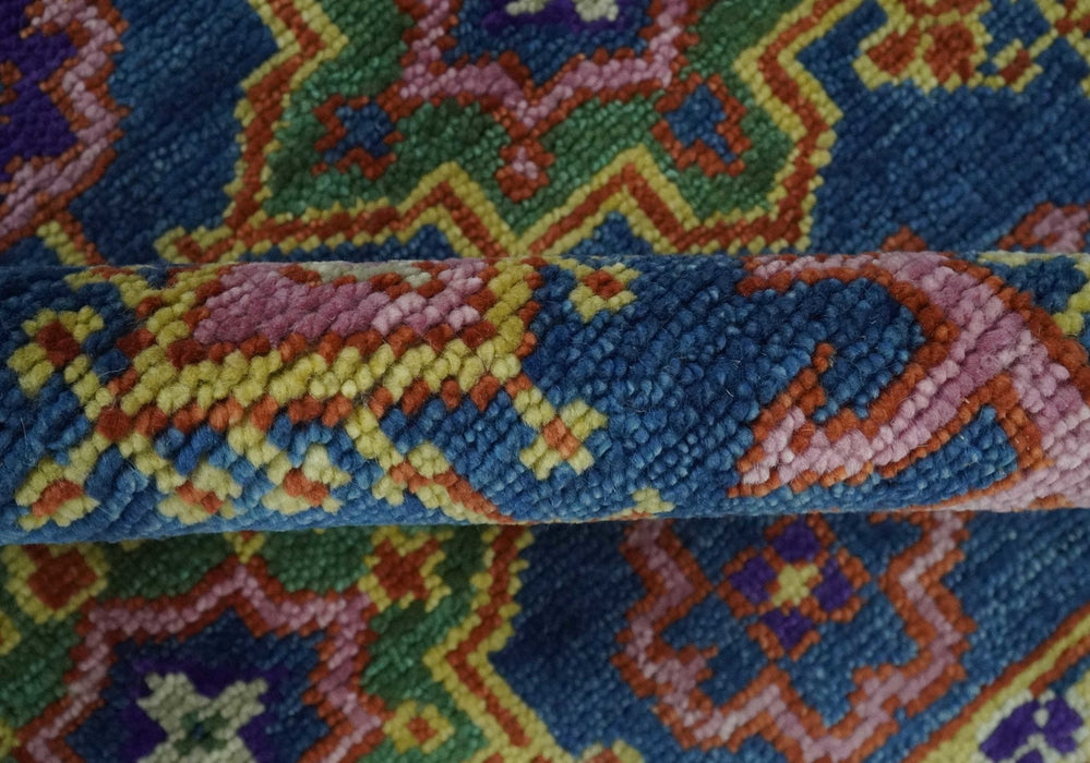 Blue and Beige Traditional Turkish Design Wool Hand Knotted Multi Sizes Area Rug