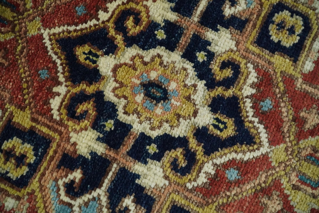 Blue and Rust Hand Knotted 8x10, 9x12, 10x14 and 12x15 Wool Antique Area Rug