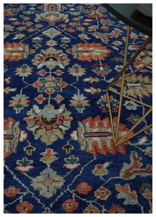 Blue and Rust Turkish Design Traditional Serapi 8X10 Hand Knotted Wool Area Rug