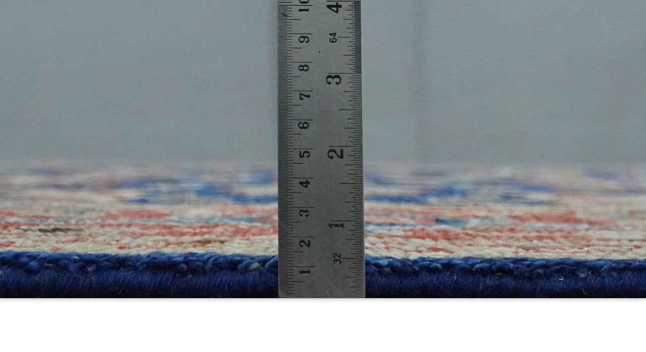 Blue and Rust Turkish Design Traditional Serapi 8X10 Hand Knotted Wool Area Rug