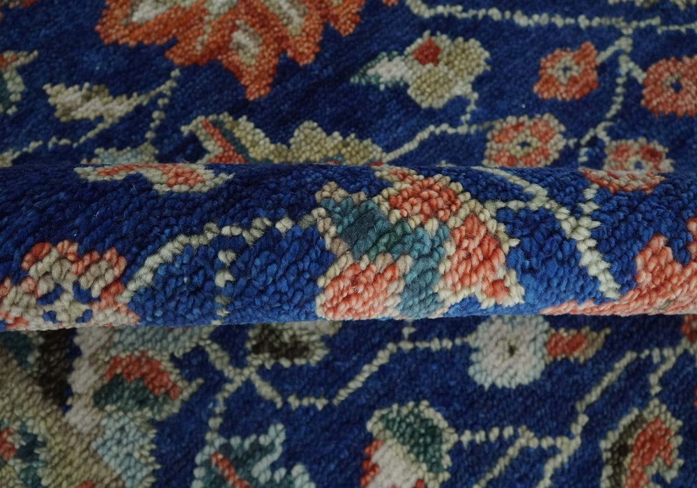 Blue and Rust Turkish Design Traditional Serapi 8X10 Hand Knotted Wool Area Rug