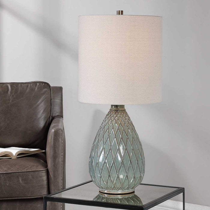 Rust Aqua Ceramic Table Lamp - table lamp