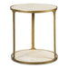 Clench Side Table, 2 Cartons - antique brass with travertine