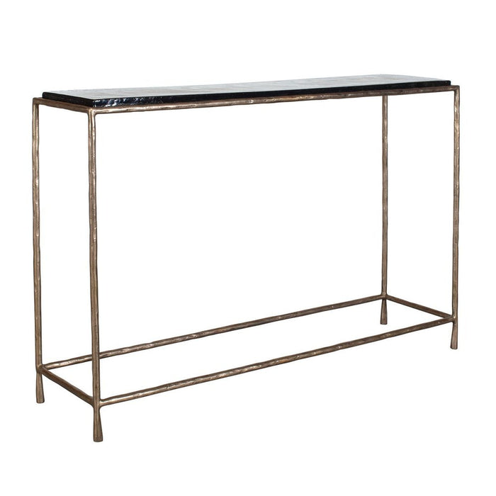 Ovard Console Table - cast glass top with brass frame