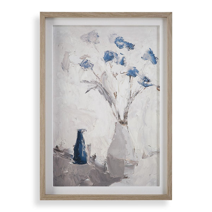 Blue Flowers In Vase Framed Print - Wall Art