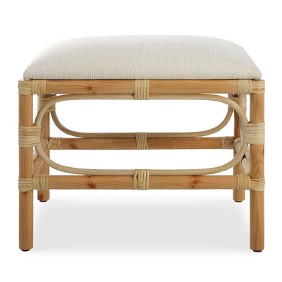 Laguna Small Bench, White - rattan and wood and white