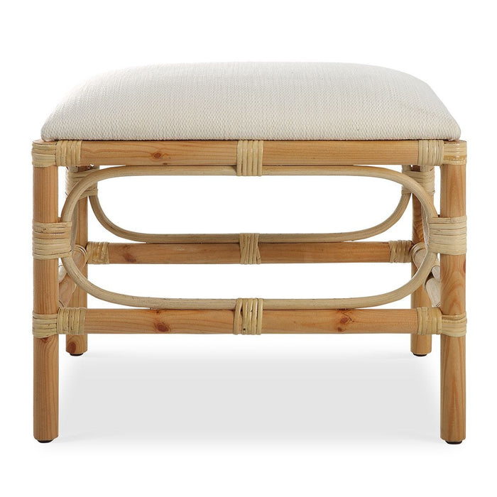 Laguna Small Bench, White - rattan and wood and white