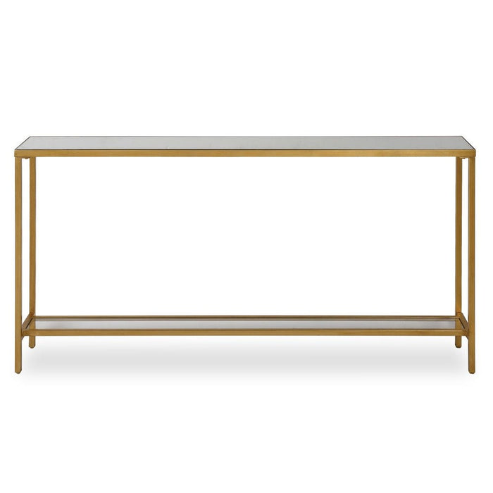 Hayley Console Table, Gold - gold leaf iron with mirrored top