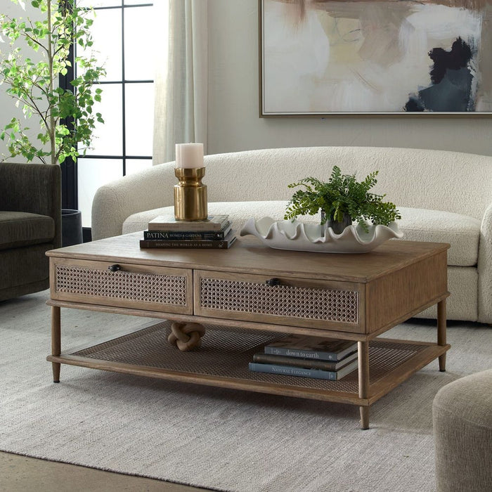Coast Coffee Table - mid century with rattan cane accents