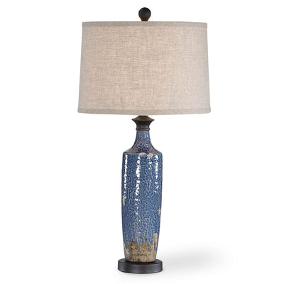 Blue Distressed Ceramic Table Lamp - table lamp