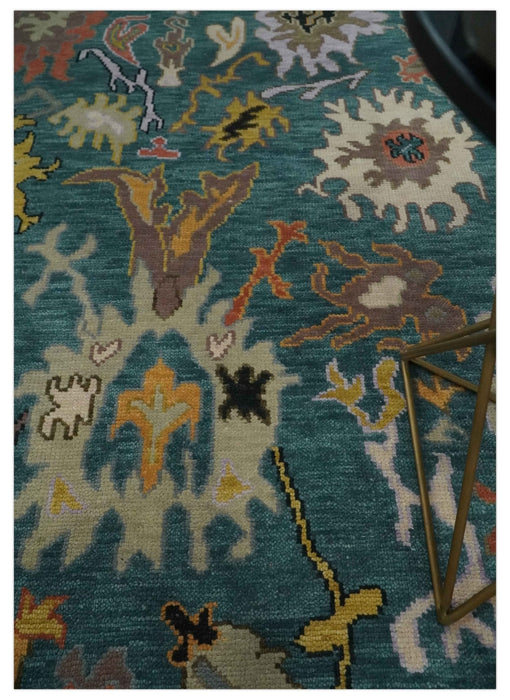 Custom Made Blue and Brown Colorful Multi Size Oushak wool Area Rug