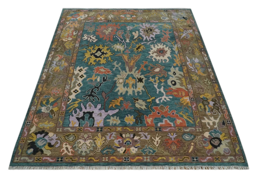 Custom Made Blue and Brown Colorful Multi Size Oushak wool Area Rug