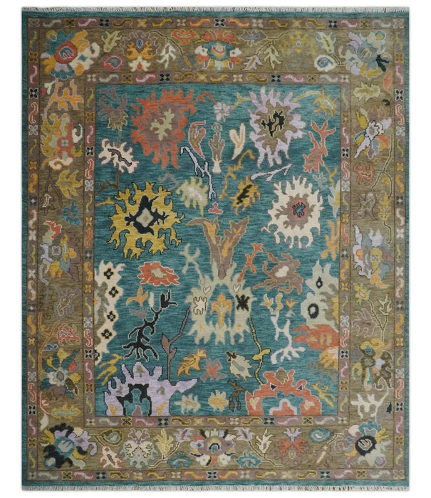 Custom Made Blue and Brown Colorful Multi Size Oushak wool Area Rug