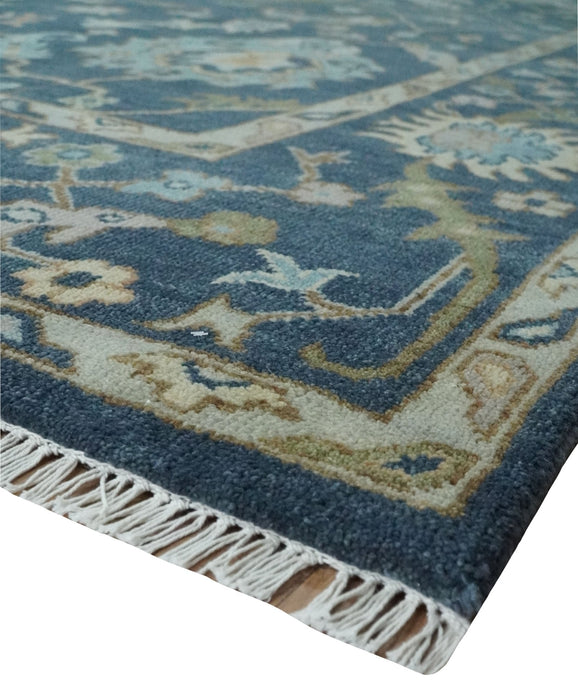 Custom Made Blue, Beige and Green Multi size Hand knotted Traditional Oushak Wool Area Rug