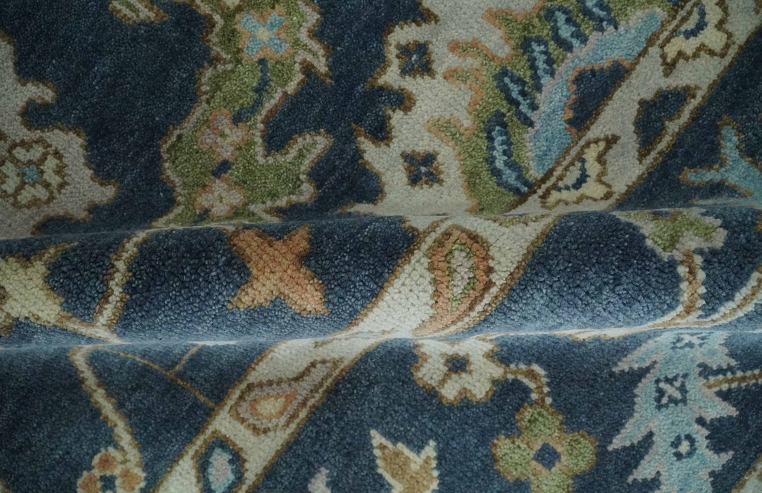 Custom Made Blue, Beige and Green Multi size Hand knotted Traditional Oushak Wool Area Rug