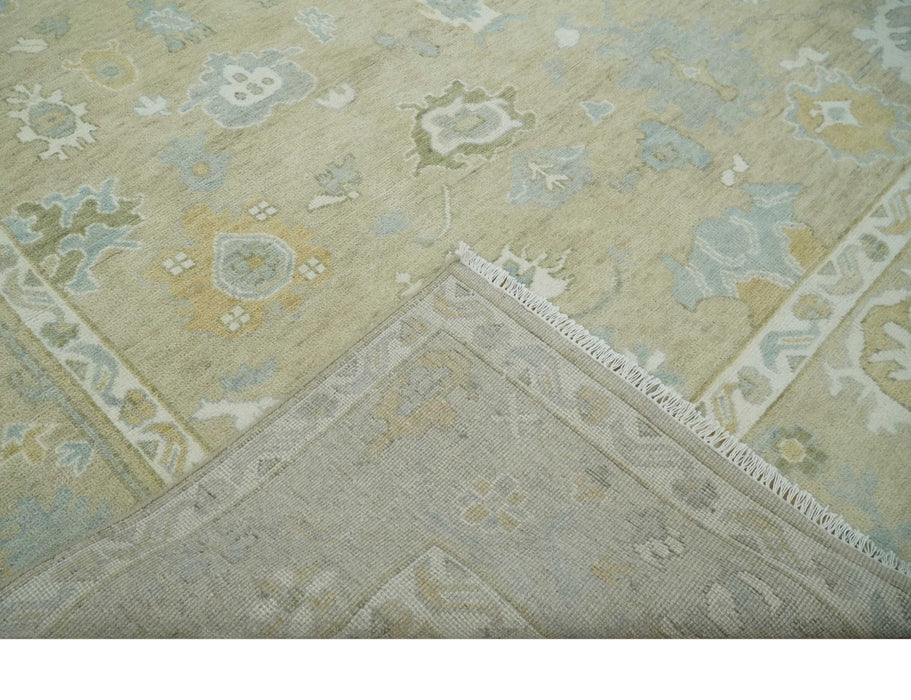 Custom Made Earthy Hand Knotted Beige and Ivory Traditional  Multi Size Wool Area Rug