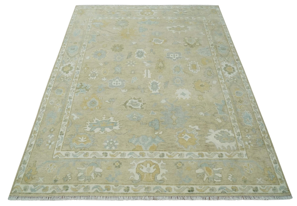 Custom Made Earthy Hand Knotted Beige and Ivory Traditional  Multi Size Wool Area Rug