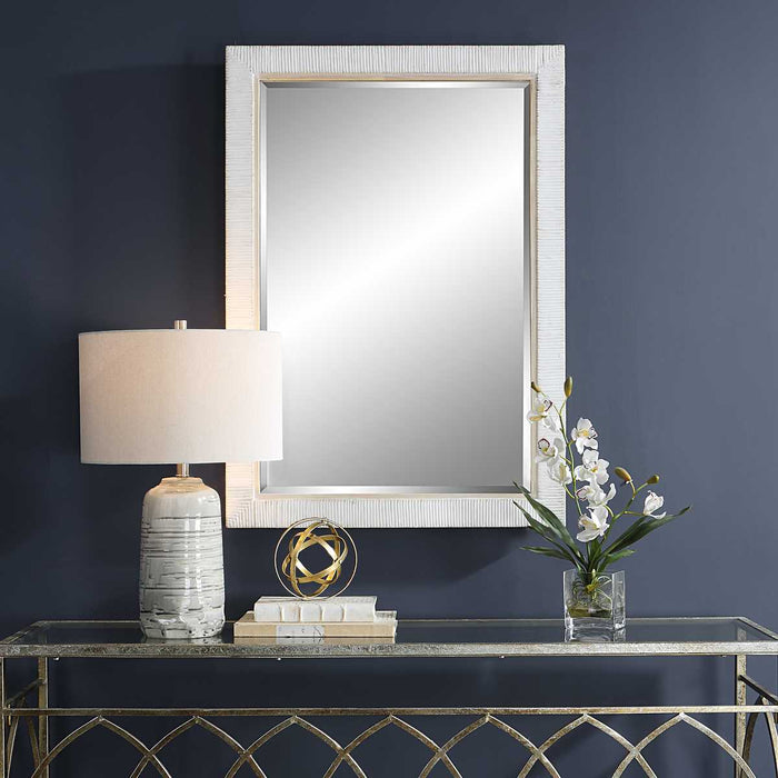 Cape Mirror Whitewashed - rattan and oak wood