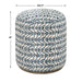 Cas Ottoman, Blue - plush fabric with steel blue swirls on natural ceruse wood base