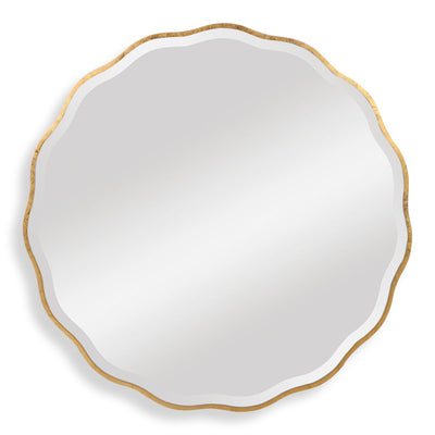Aneta Round Mirror Gold - antiqued gold leaf wood