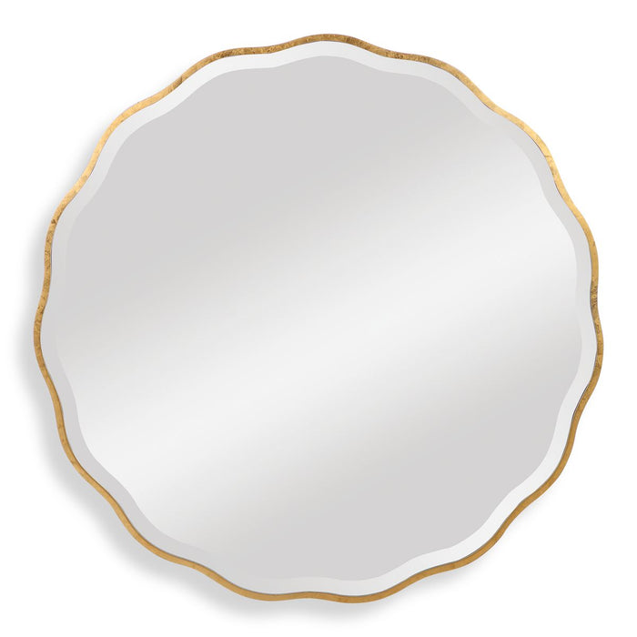 Aneta Round Mirror Gold - antiqued gold leaf wood