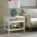 Coast Side Table, White - white Mindi wood with rattan
