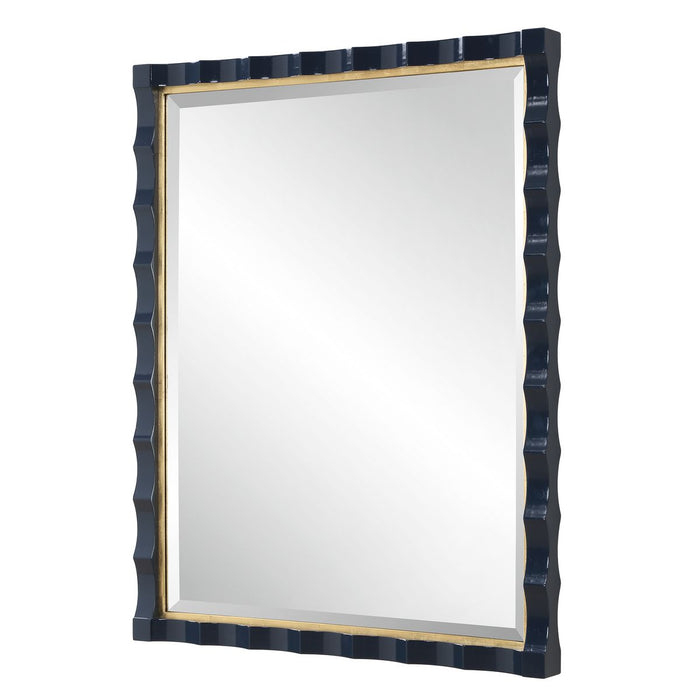 Gulf Mirror, Navy - gold finish
