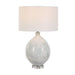 Clary Table Lamp - textured ceramic base in white and gray with crystal foot