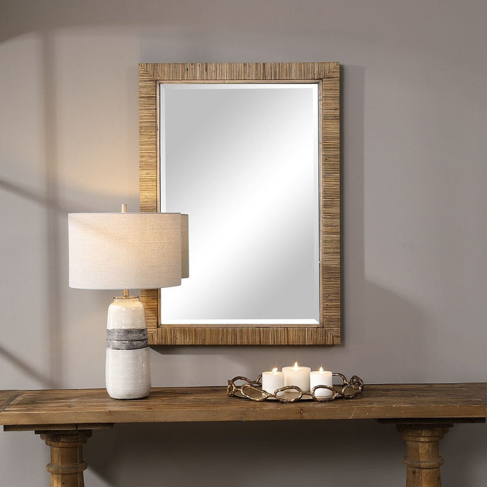 Cape Mirror Natural - rattan and oak wood