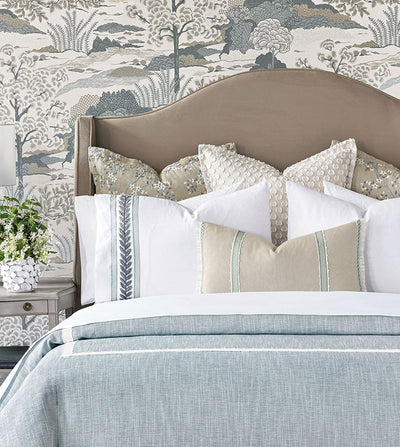 White sky blue hand tacked comforter - bedding - luxury