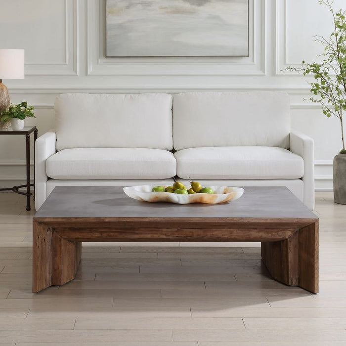 Vail Coffee Table - reclaimed elm wood with concrete