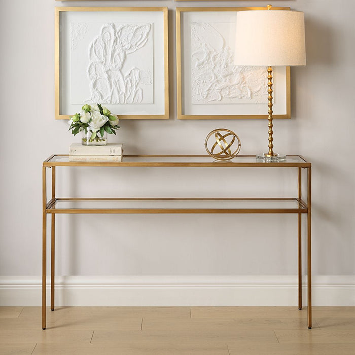 Console Table (Gold/Tempered Glass) - accent table