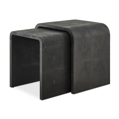 Interpose Side Table, S/2 - gray faux shagreen nesting tables
