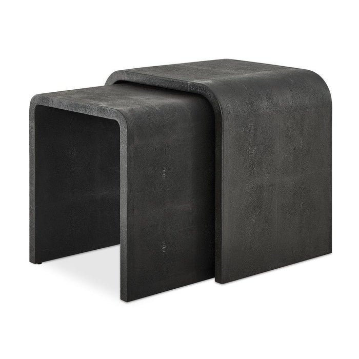 Interpose Side Table, S/2 - gray faux shagreen nesting tables