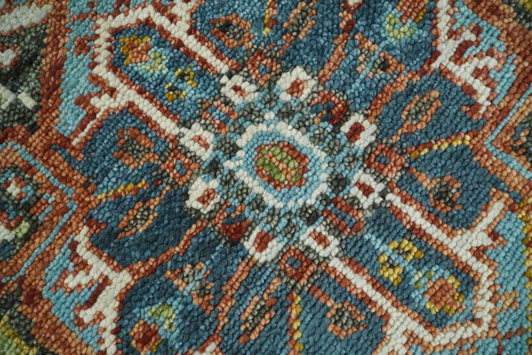 Eclectic 5x8 Wool Traditional Persian Blue and Brown Vibrant Colorful Hand knotted SerapiArea Rug | TRDCP19158