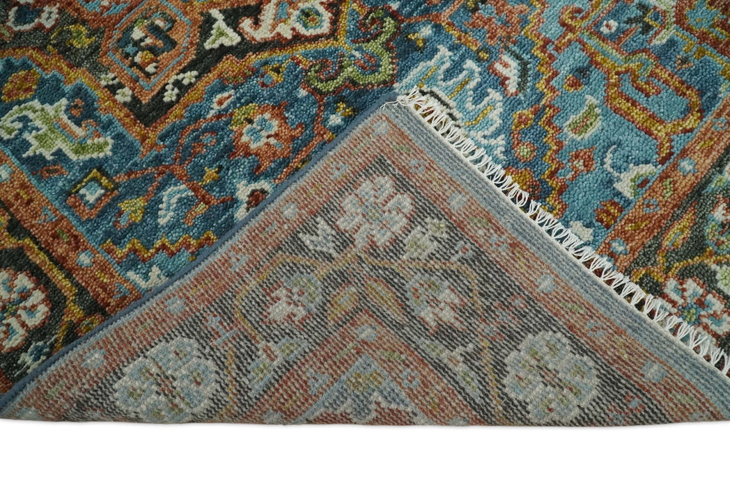 Eclectic 5x8 Wool Traditional Persian Blue and Brown Vibrant Colorful Hand knotted SerapiArea Rug | TRDCP19158