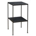 Sherwood Accent Table - matte black iron with marble shelves