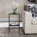 Sherwood Accent Table - matte black iron with marble shelves
