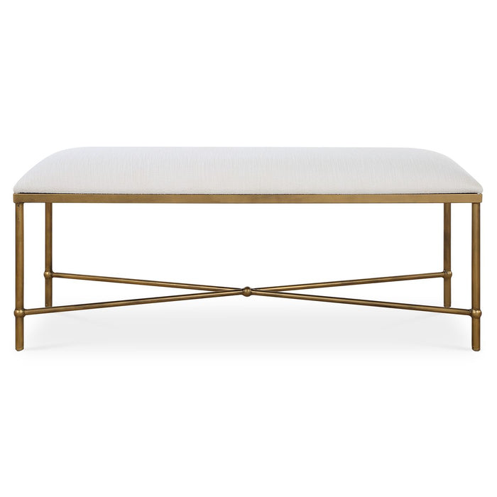 Avenham Bench, Gold - iron and gold finish and white