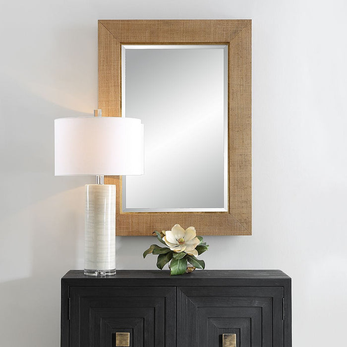 Bungalow Mirror - gold finish and wood