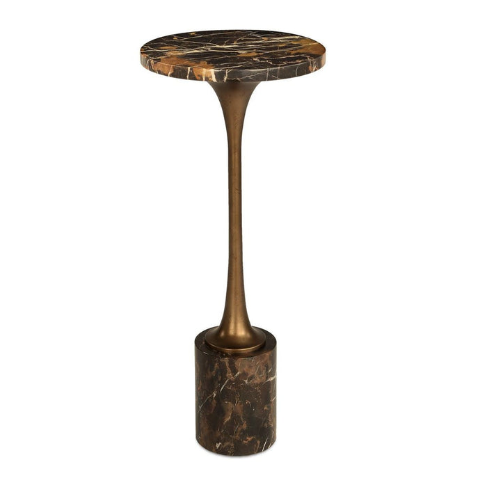 Karnes Drink Table - bronze stem with black marble top