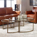 Rhea Nesting Coffee Tables, Gold - hand forged iron in antiqued gold leaf
