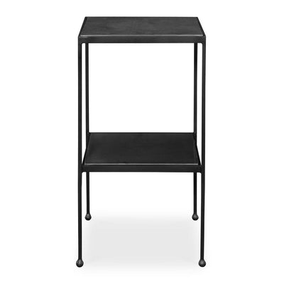 Sherwood Accent Table - matte black iron with marble shelves
